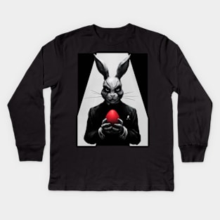 Dark bunny with red egg Kids Long Sleeve T-Shirt